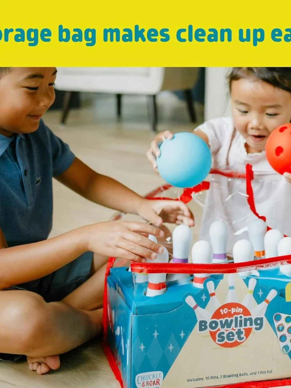 10-Pin Kids Bowling Set with Pin Pal – Indoor Active Game for Family Game Night,